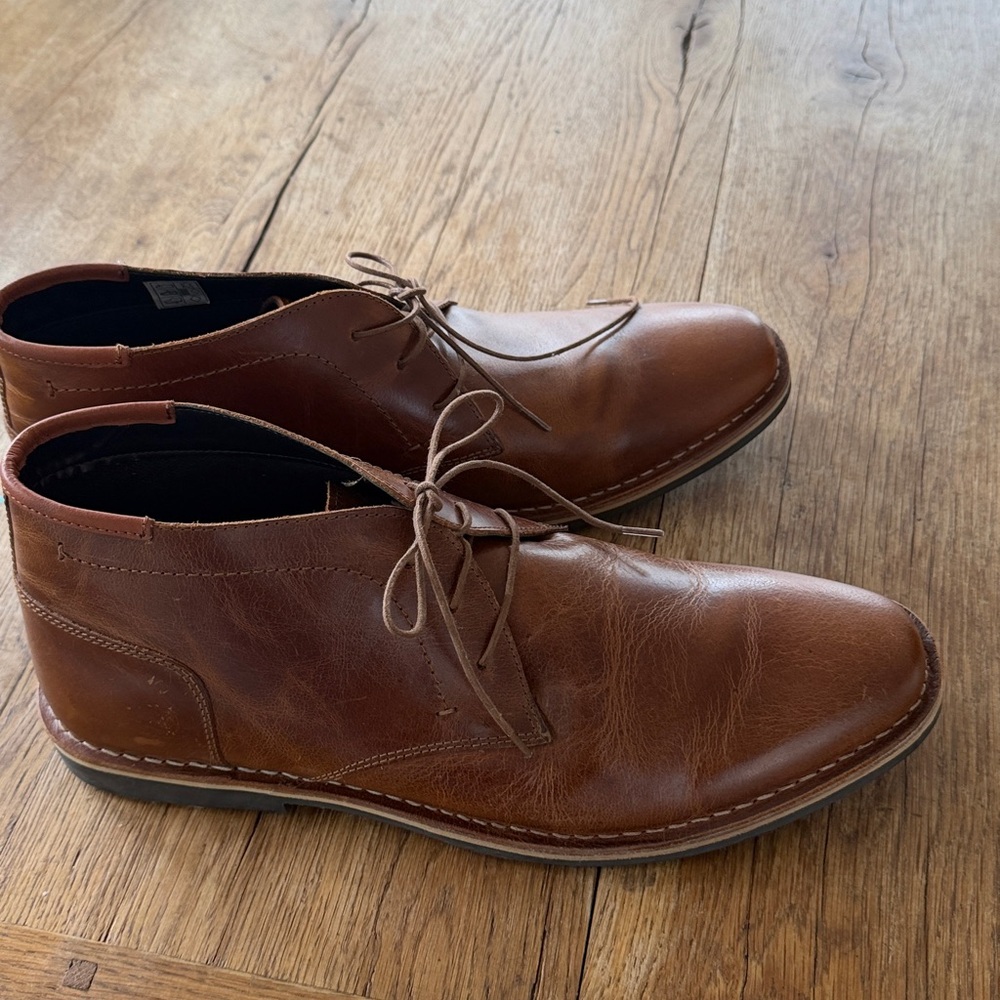 Steve Madden mens Hestonn Chukka lace up leather ankle shoe boot size 16 camel - Picture 3 of 7